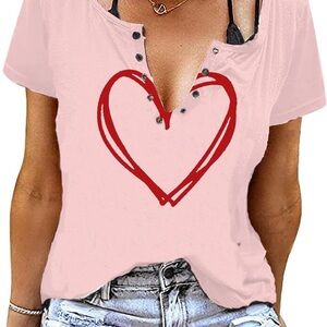 Pink Heart Graphic Women's Top